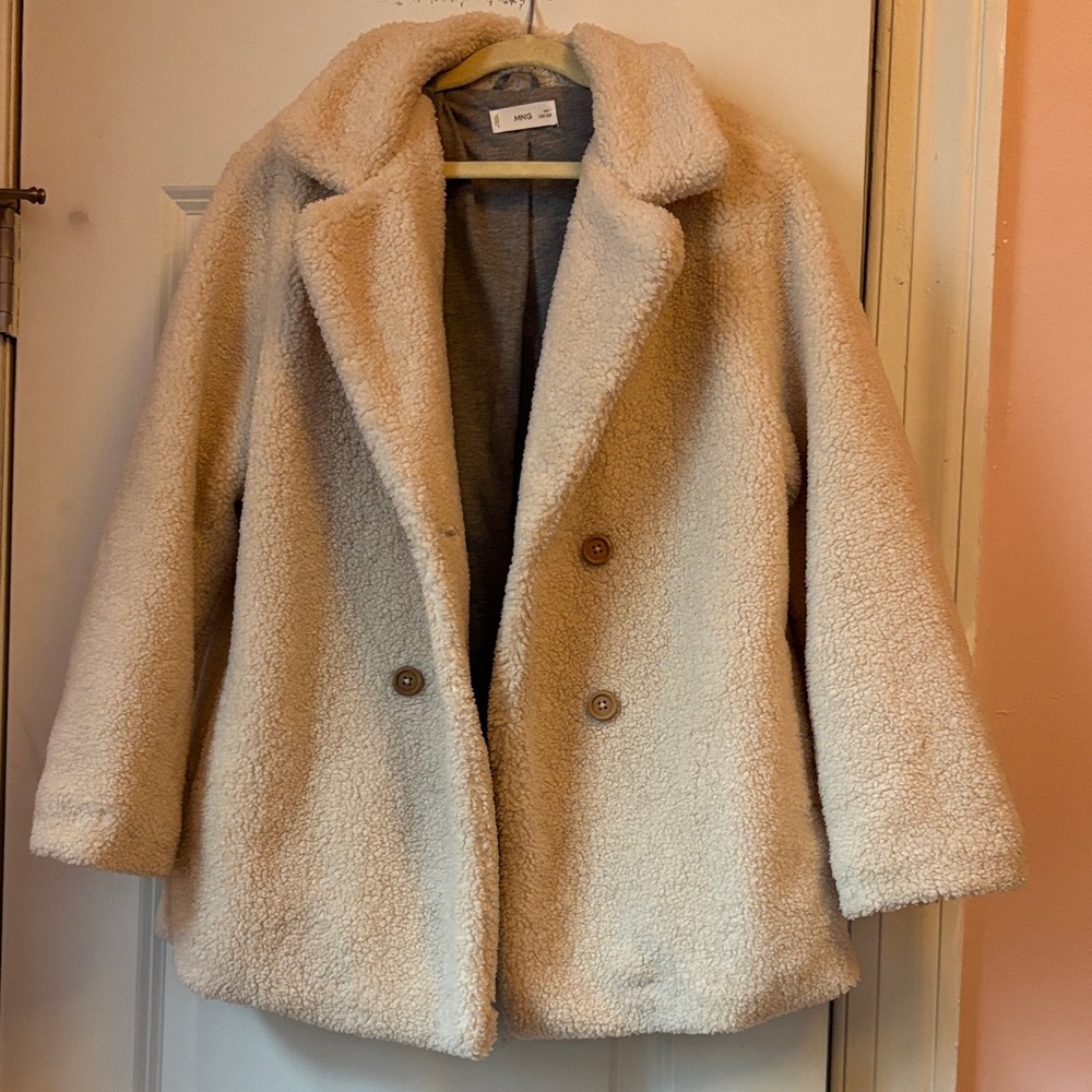 Mango Beige Fleece Teddy Jacket